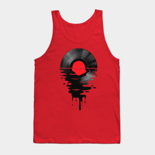 Music Tank Top - Vinyl LP Music Record Sunset Red by Nerd_art